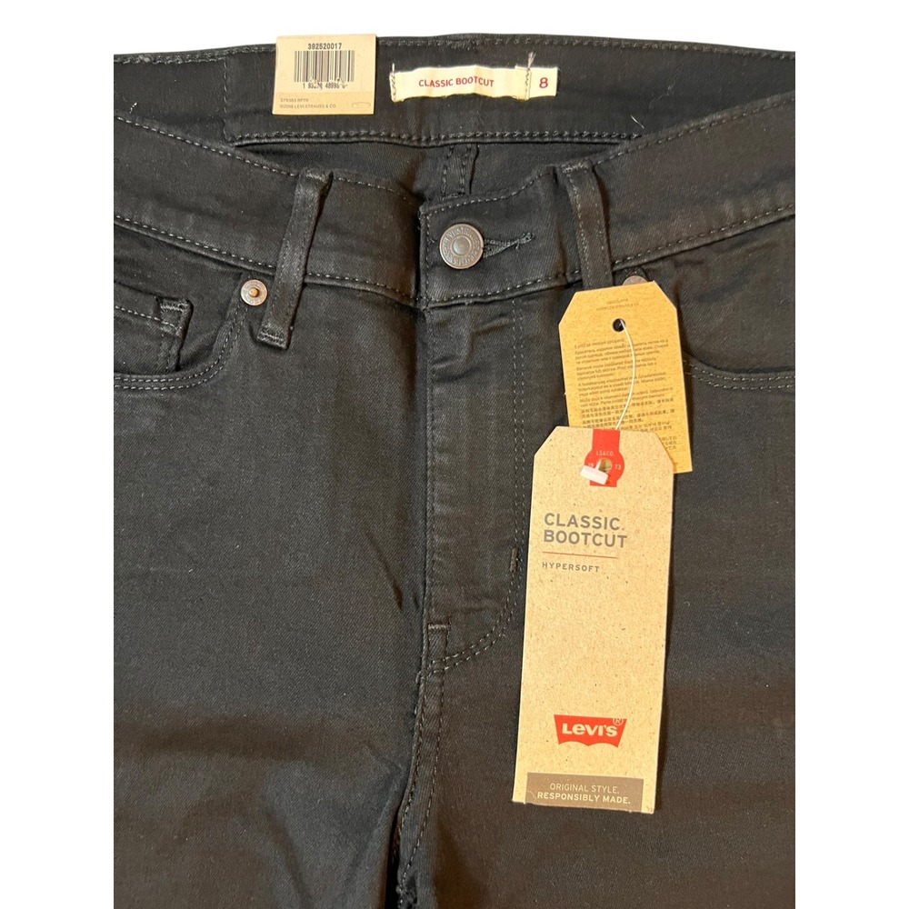 Levi's Classic Bootcut Jeans Women's 8 W29 L32 Black Hypersoft Stretch NWT - Picture 3 of 10